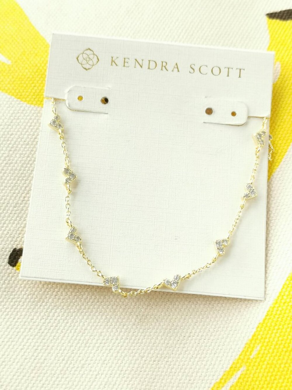 Kendra Scott Haven Heart Strand Necklace - Gold & White Crystal